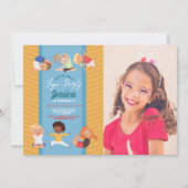 ヨガパーティー誕生日ストレッチガールズボーイズ写真 招待状