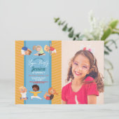 ヨガパーティー誕生日ストレッチガールズボーイズ写真 招待状 (スタンド正面)