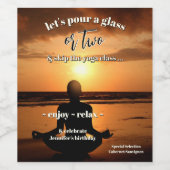 ヨガビーチサンセット誕生日ワインラベル ワインラベル (シングルラベル)