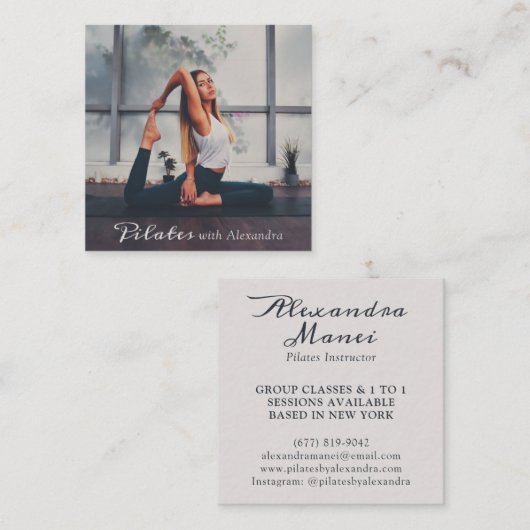 ヨガピラティスインストラクターエレガントボホの台本の写真 スクエア名刺 (正面/裏面)