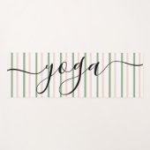 ヨガピンクとグリーンのストライプが息をする ヨガマット (正面(横))