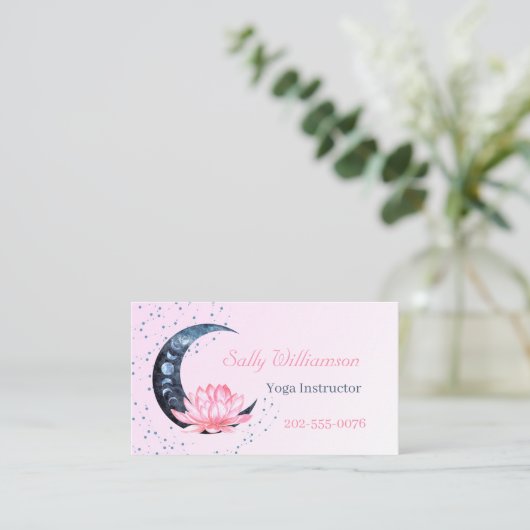 ヨガピンク蓮の花月 名刺 (スタンド正面)