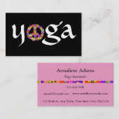 ヨガピースサインforヨガインストラクターホワイトon Black 名刺 (正面/裏面)