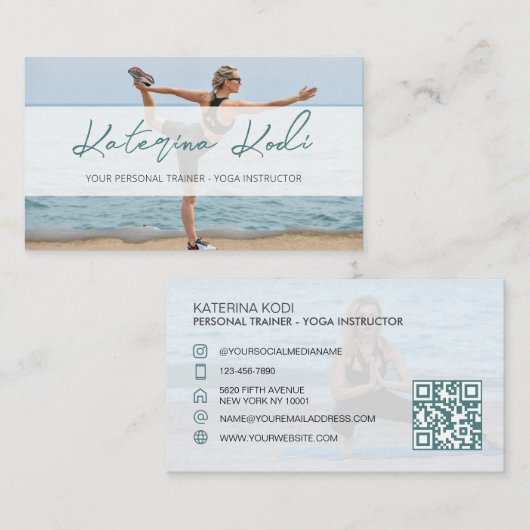 ヨガフィットネスインストールQRコード名刺 名刺 (正面/裏面)