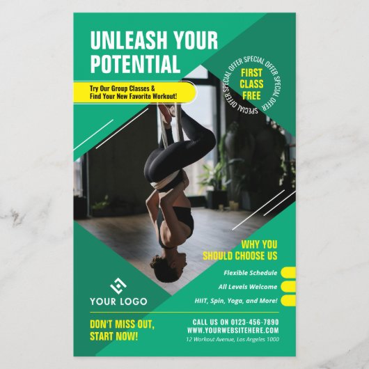 ヨガフィットネスクラストレンディーマーケティングフォトジム チラシ (正面)