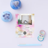 ヨガフォトロゴ抽象芸術水彩ピンク金ゴールド チラシ (シングル)