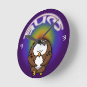 ヨガフクロウ ラウンド壁時計 (傾斜)