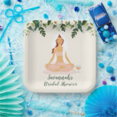 ヨガブライドミモサブライダルシャワーブラウンヘア ペーパープレート (パーティー)