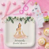 ヨガブライドミモサブライダルシャワーブラウンヘア ペーパープレート (パーティー)