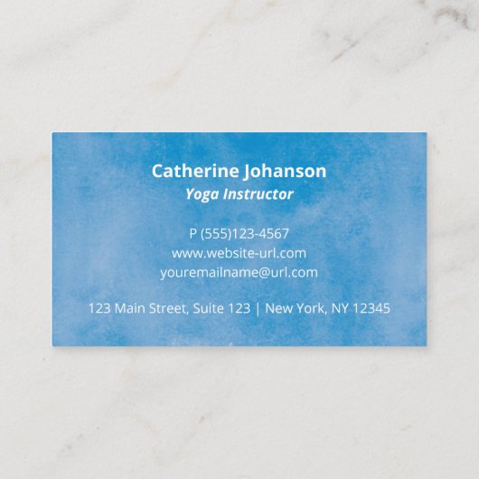 ヨガブルー水彩曼荼羅手描き  名刺 (裏面)