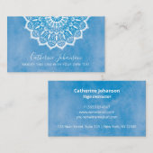 ヨガブルー水彩曼荼羅手描き 名刺 (正面/裏面)