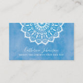ヨガブルー水彩曼荼羅手描き  名刺 (正面)