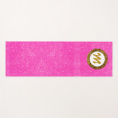 ヨガホットピンクグリッターガーリーモノグラム金ゴールドグリッター ヨガマット (正面(横))