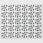 ヨガポジションの黒いシルエット贈り物ラップ ラッピングペーパー (フラット)