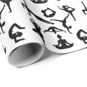 ヨガポジションの黒いシルエット贈り物ラップ ラッピングペーパー (ロールコーナー)