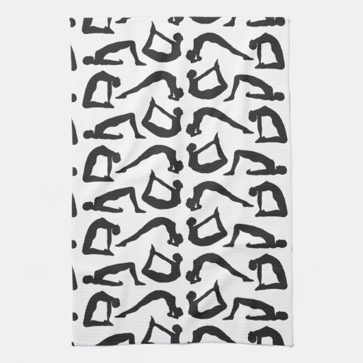 ヨガポジションシルエット キッチンタオル (縦)