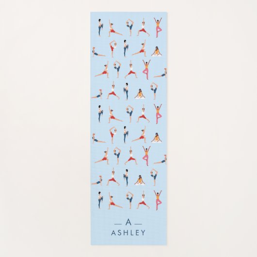 ヨガポーズおもしろい&かわいいブルーパーソナライズされたヨガマット ヨガマット (正面)