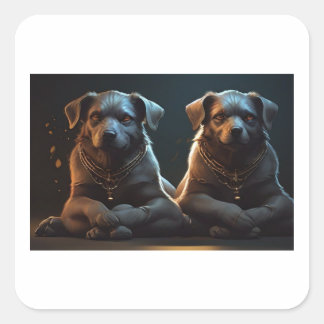 ヨガポーズのケルベロス スクエアシール