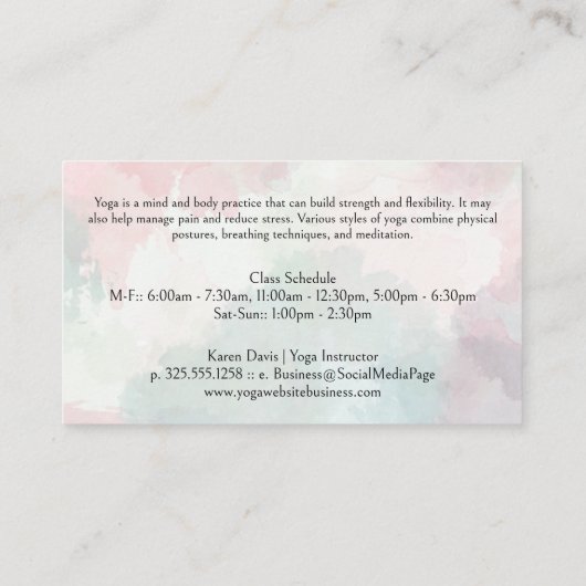 ヨガポーズの女性 | マンダラパターン宇宙 名刺 (裏面)