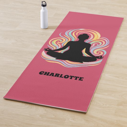 ヨガポーズはピンクの名前を渦巻く ヨガマット (インサイチュ)