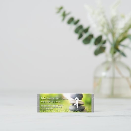 ヨガポーズアイコン |積み上げ石 スキニー名刺 (スタンド正面)