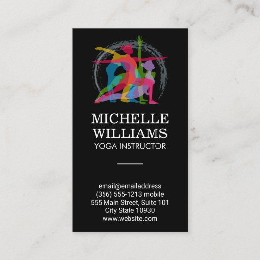 ヨガポーズカラフルイラストレーション 名刺 (正面)