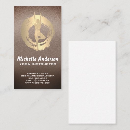 ヨガポーズゴールデンブラシメタリック 名刺 (正面/裏面)