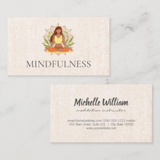 ヨガポーズシッティング | マンダラパターン 名刺 (正面/裏面)