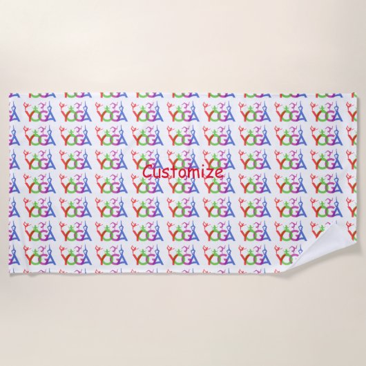 ヨガポーズシルエットThunder_Cove ビーチタオル (正面)