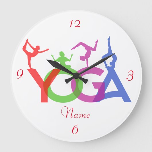 ヨガポーズシルエットThunder_Cove ラージ壁時計 (正面)