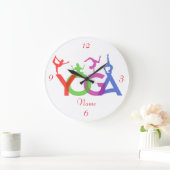 ヨガポーズシルエットThunder_Cove ラージ壁時計 (ホーム)