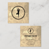 ヨガポーズセピアテクスチャ スクエア名刺 (正面/裏面)