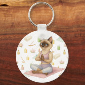 ヨガポーズナマステforシャム猫好き キーホルダー (正面)