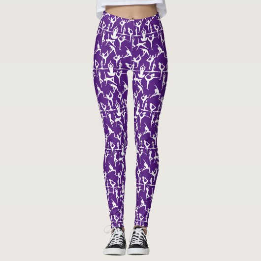 ヨガポーズパターン01.bx4.パープルBG レギンス (正面)