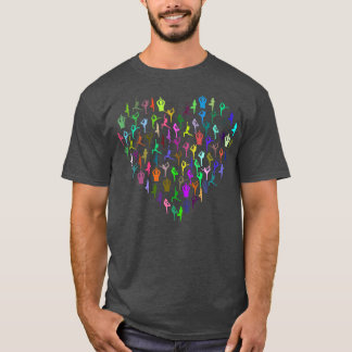 ヨガポーズポジショニングハートレインボートレーニングフィットネス Tシャツ