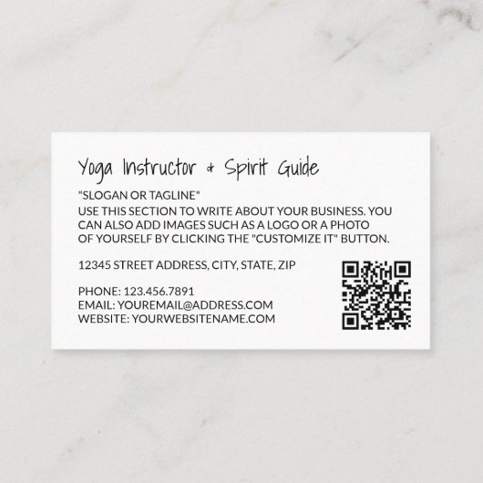 ヨガポーズヨガインストラクター名刺 名刺 (裏面)