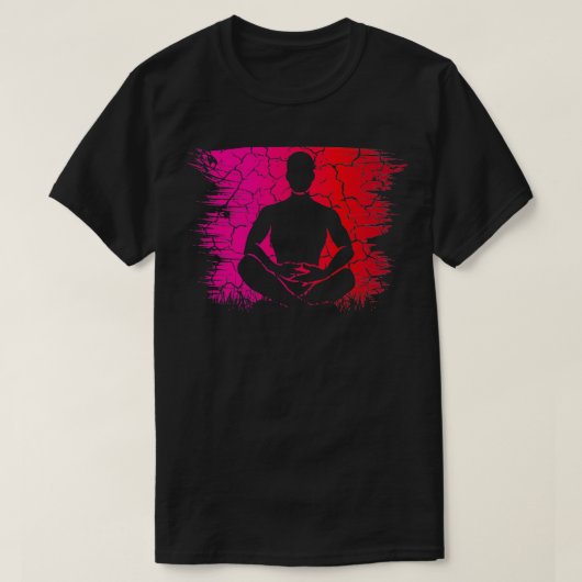 ヨガポーズレトロヴィンテージサンセット11 Tシャツ (デザイン正面)