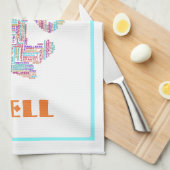 ヨガポーズワードクラパーソナライズされたウ キッチンタオル (四つ折り)