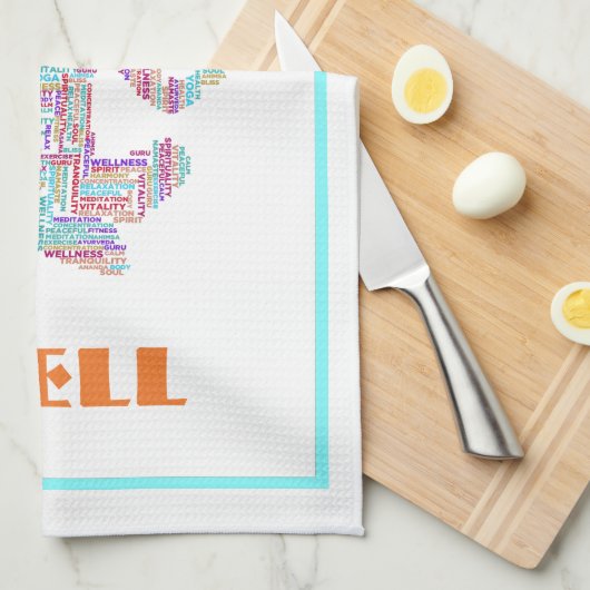 ヨガポーズワードクラパーソナライズされたウ キッチンタオル (四つ折り)