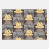 ヨガポーズ宇宙飛行士3オリジナル水彩 ラッピングペーパーシート (正面3)