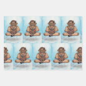 ヨガポーズ宇宙飛行士3オリジナル水彩 ラッピングペーパーシート (正面2)