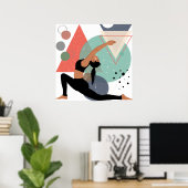 ヨガポーズ抽象芸術アートプリント ポスター (ホームオフィス)