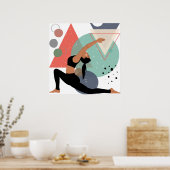 ヨガポーズ抽象芸術アートプリント ポスター (キッチン)