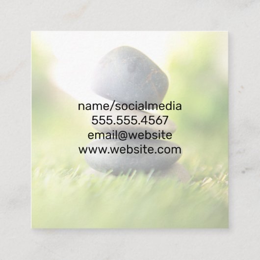 ヨガポーズ |バランスの取れた石 スクエア名刺 (裏面)