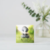 ヨガポーズ |バランスの取れた石 スクエア名刺 (スタンド正面)