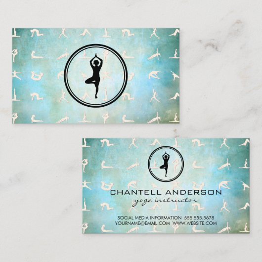 ヨガポーズ | 健康衛生 名刺 (正面/裏面)