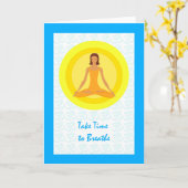 ヨガポーズ、呼吸に時間がかかる勇気付けられる カード (黄色い花)