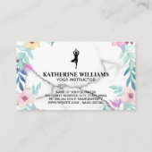 ヨガポーズ |大理石とエレガント花 名刺 (裏面)