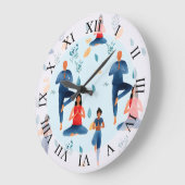 ヨガポーズ、瞑想、ニューエイジアート ラージ壁時計 (傾斜)