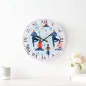 ヨガポーズ、瞑想、ニューエイジアート ラージ壁時計 (ホーム)